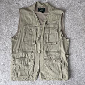 Vintage Orvis Fishing Vest Mens XL Tan Field Safari Multi Pocket Mesh Lined Fly